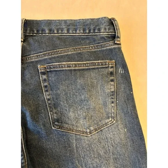 Uniqlo Jeans Mens 33x30 Kaihara Slim‎ Straight Blue Denim Pants Medium Wash - Picture 5 of 13